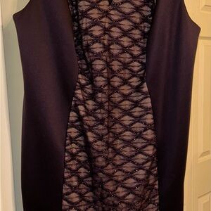 Connected Apparel Dark Purple Lace Mini Dress